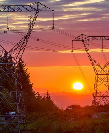 réseau électrique levé soleil